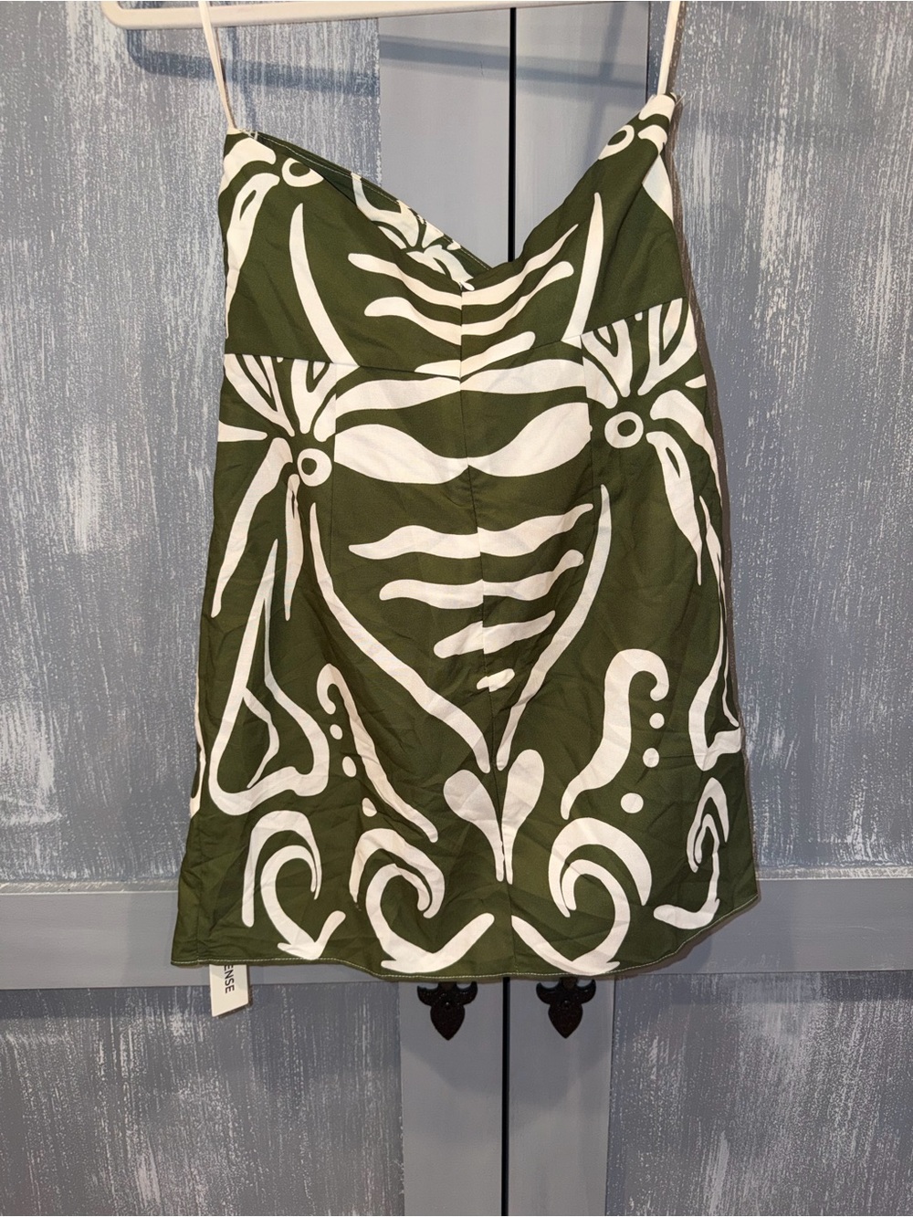 Commense Olive Green and White Printed Halter Mini Dress - Picture 5 of 5